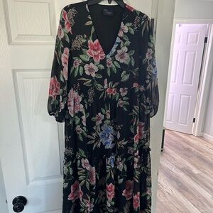 Just...Taylor Black Dress with Vibrant Floral Print